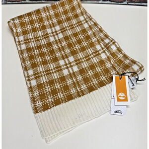 New Timberland Scarf Wheat‎ Plaid One Size Winter Fall Logo T101808 NWT